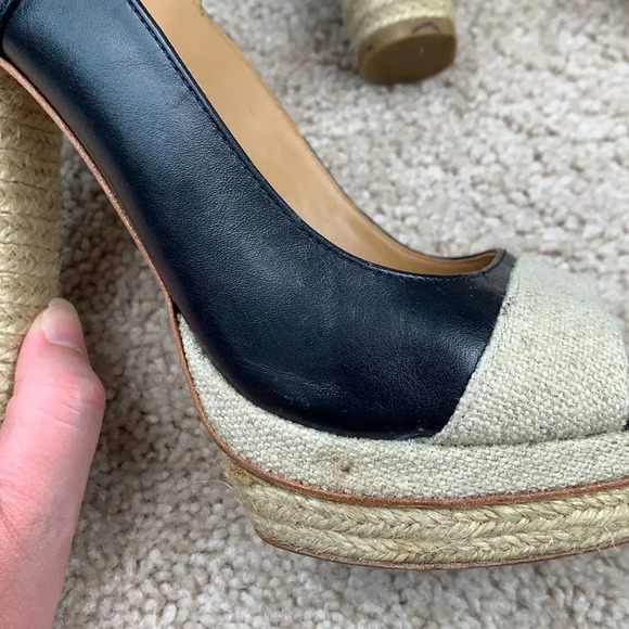 Ann Taylor navy Briston peep toe platform heels 7.5 - Picture 6 of 11